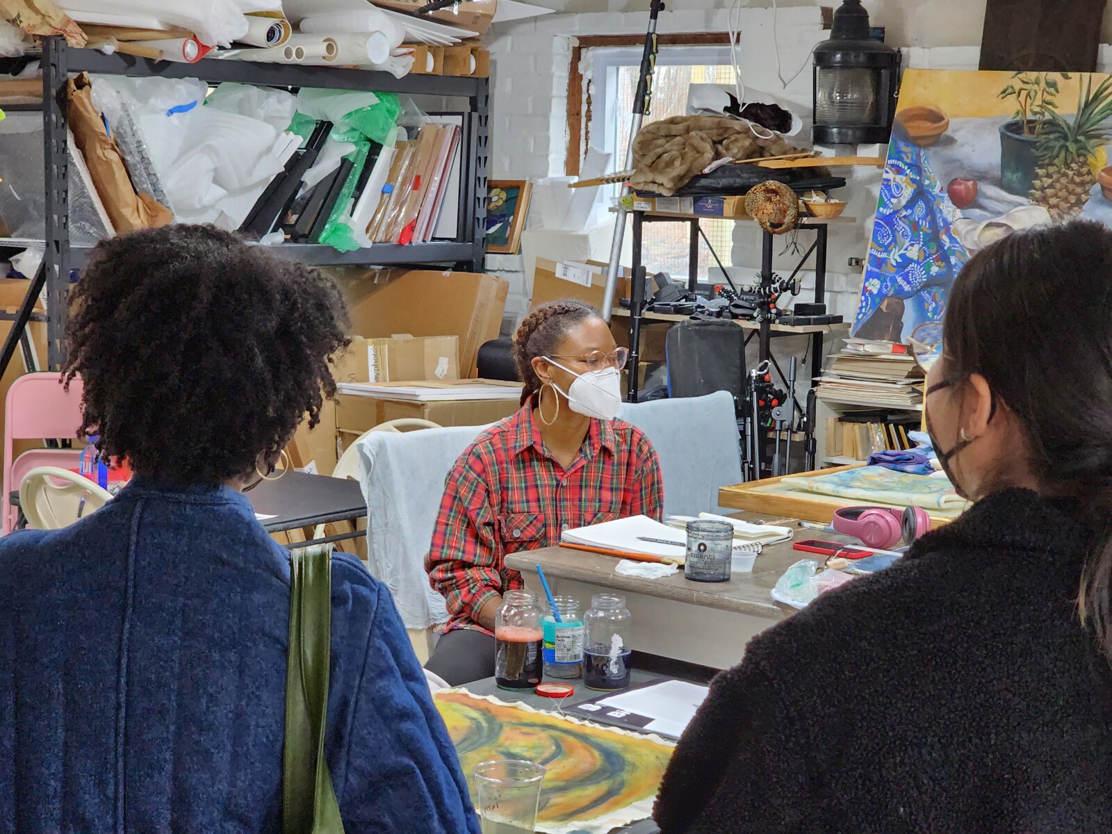 Alumni resident artist Jaleeca Yancy of JRY Designs during a studio visit by the public. Photo: courtesy of Jeremy Dennis.