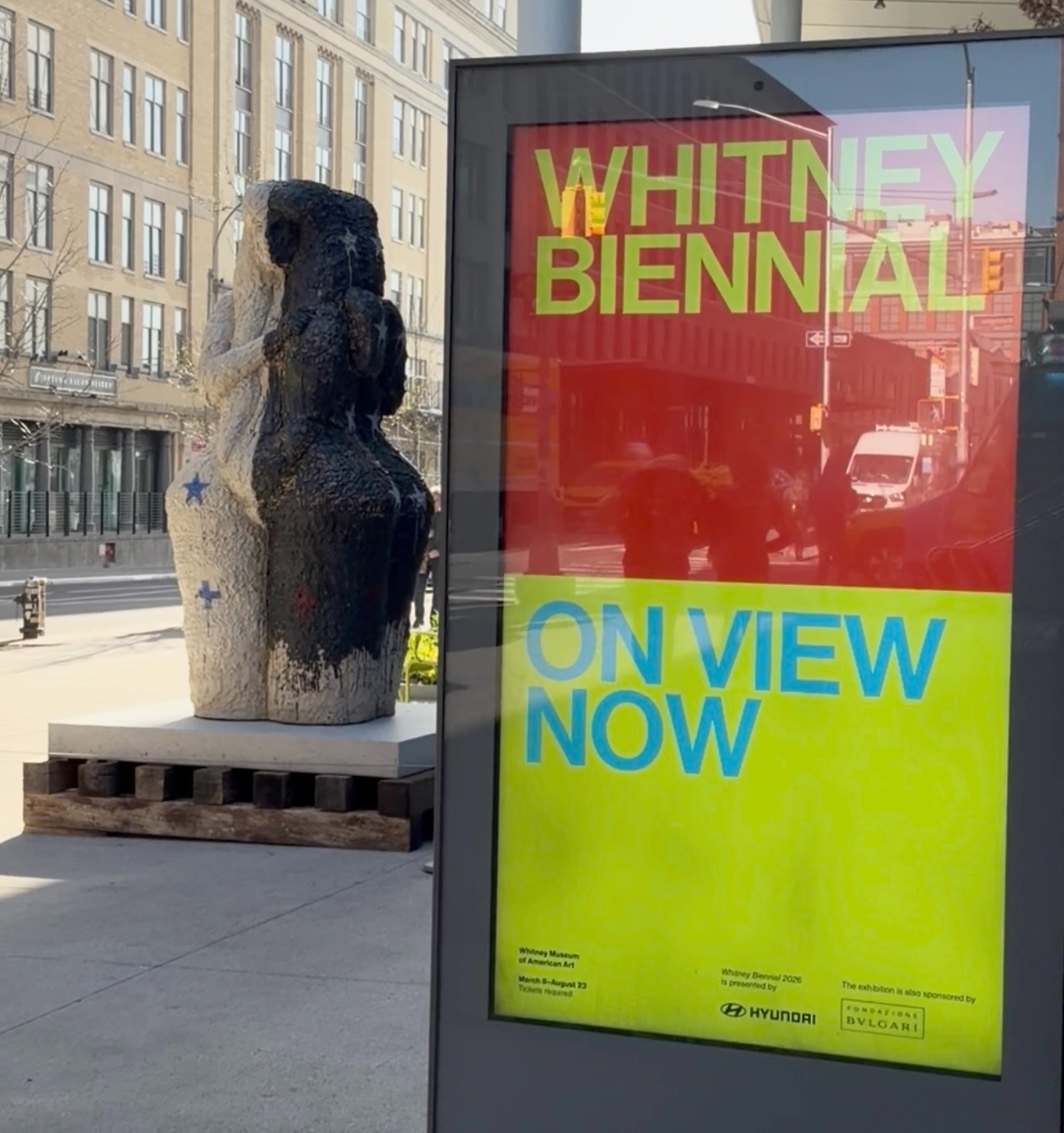 Raven Halfmoon “Too Ancient to Care” outside the Whitney Biennial
