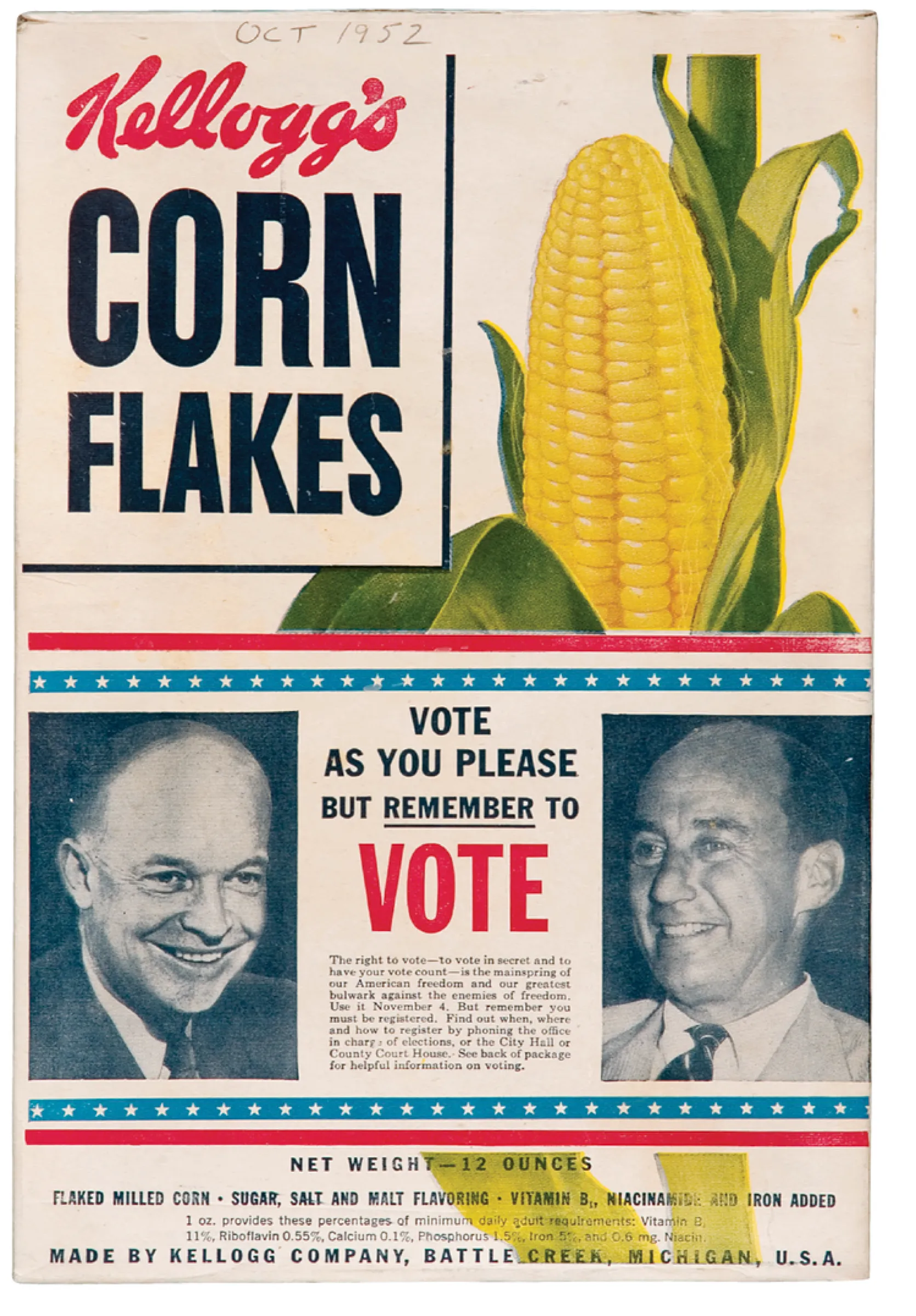 Eisenhower Corn Flakes Box, featured in “The Story of America” exhibit at Southampton Arts Center. Courtesy of the Southampton Arts Center Eisenhower Corn Flakes Box, featured in “The Story of America” exhibit at Southampton Arts Center. Courtesy of the Southampton Arts Center