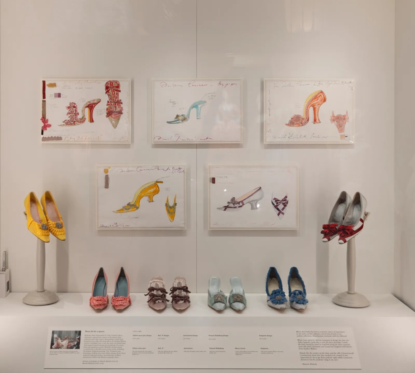 Manolo Blahnik’s sketches and custom shoes created for Sofia Coppola’s Marie Antoinette. Photo: Peter Kelleher